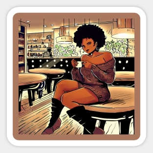 Confident woman, coffee and southern breeze Sticker